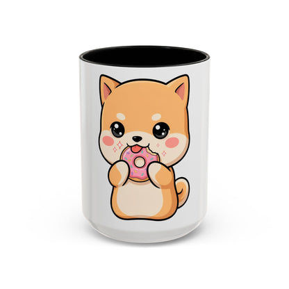 Shiba Inu Donut Mug, Kawaii Accent Coffee Mug