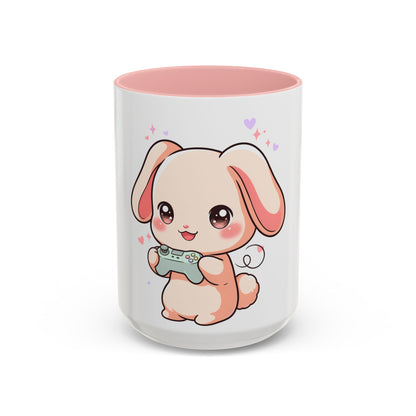 Gamer Bunny Accent Coffee Mug for Kawaii Game Lovers