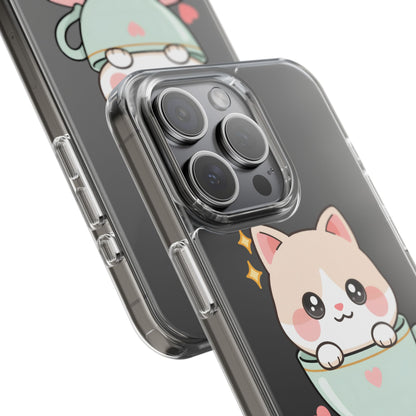 Kawaii Cat Phone Case, Cute Teacup Kitty Gift