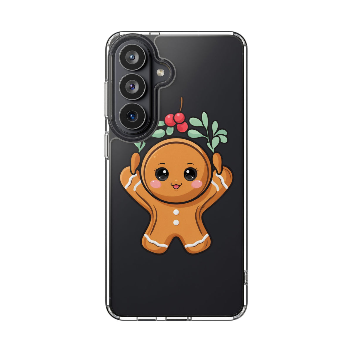 Kawaii Gingerbread Phone Case with Mistletoe Cheer