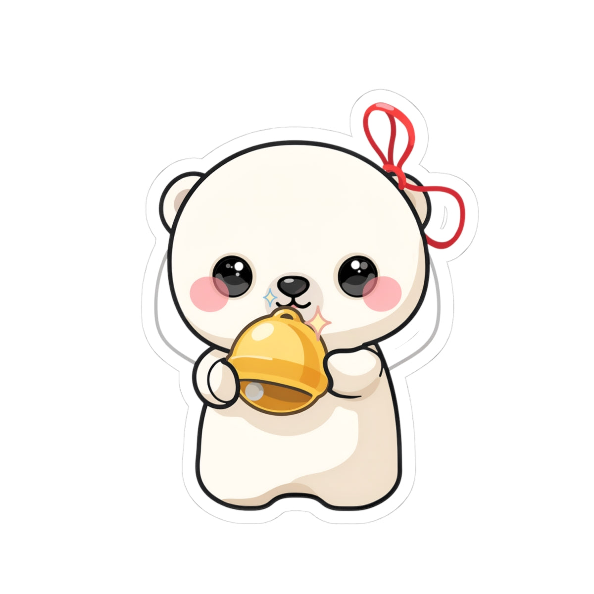 Kawaii Polar Bear Sticker, Cute Jingle Bell Cub
