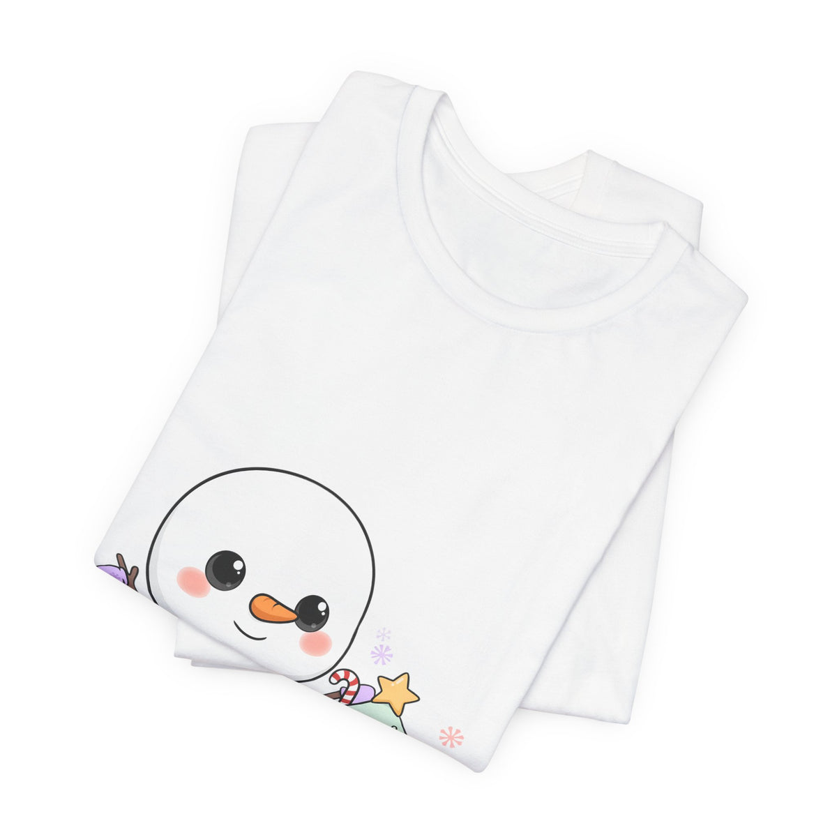 Kawaii Snowman Christmas T-Shirt for Festive Outfits