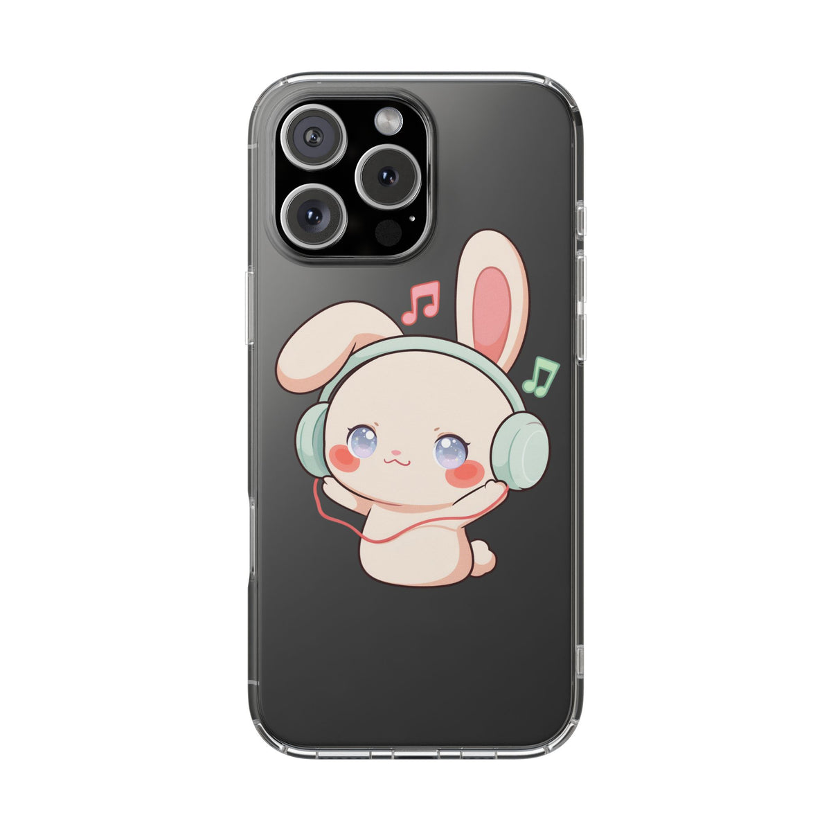 Kawaii Bunny Phone Case, Cute Music Lover Gift