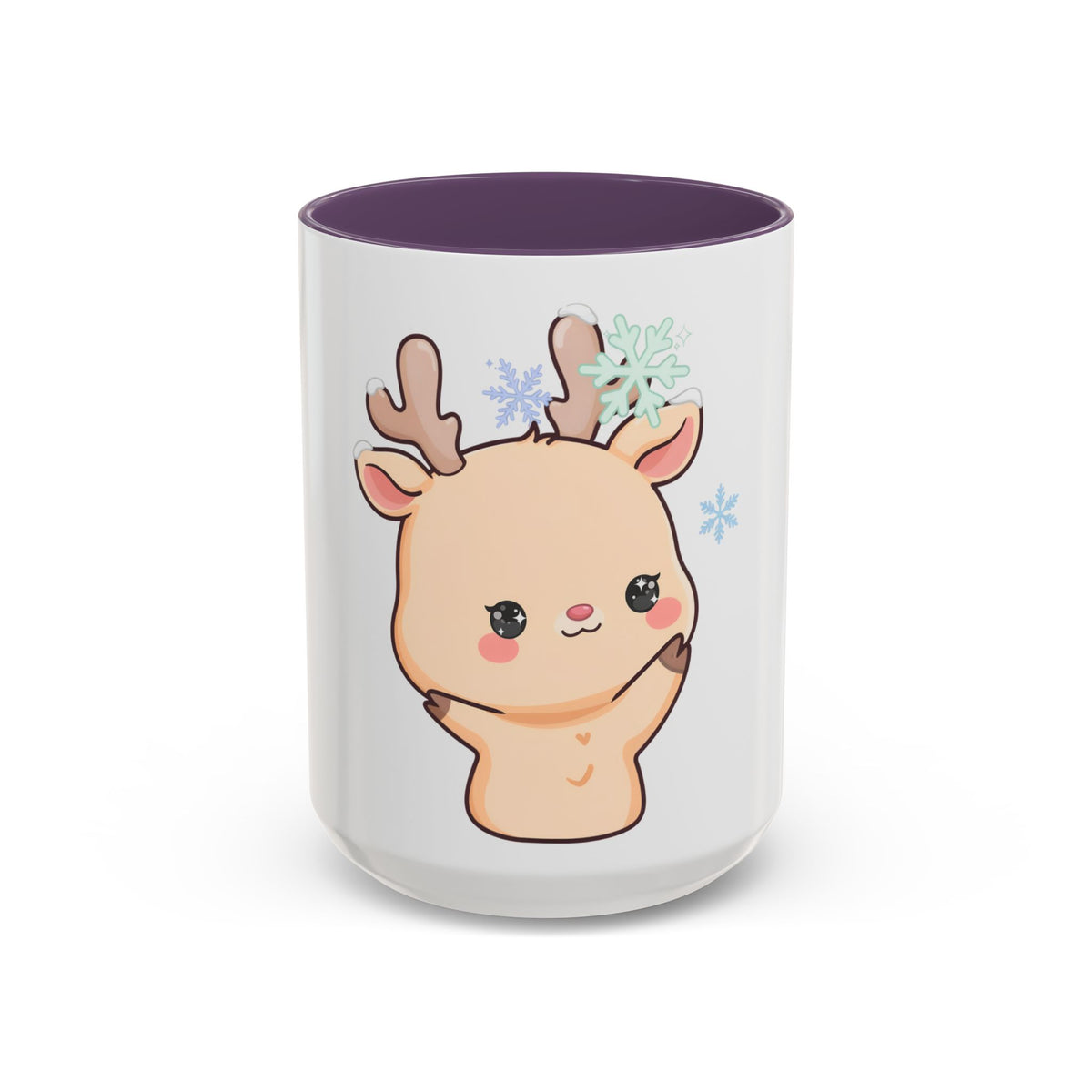 Kawaii Reindeer Accent Coffee Mug for Cozy Winter Sips