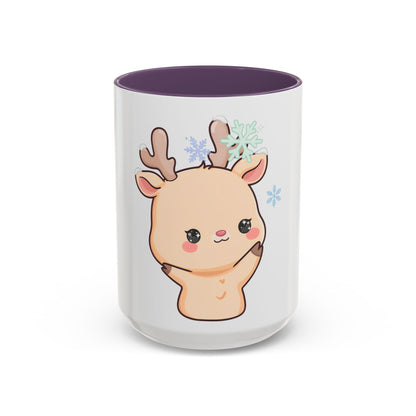 Kawaii Reindeer Accent Coffee Mug for Cozy Winter Sips
