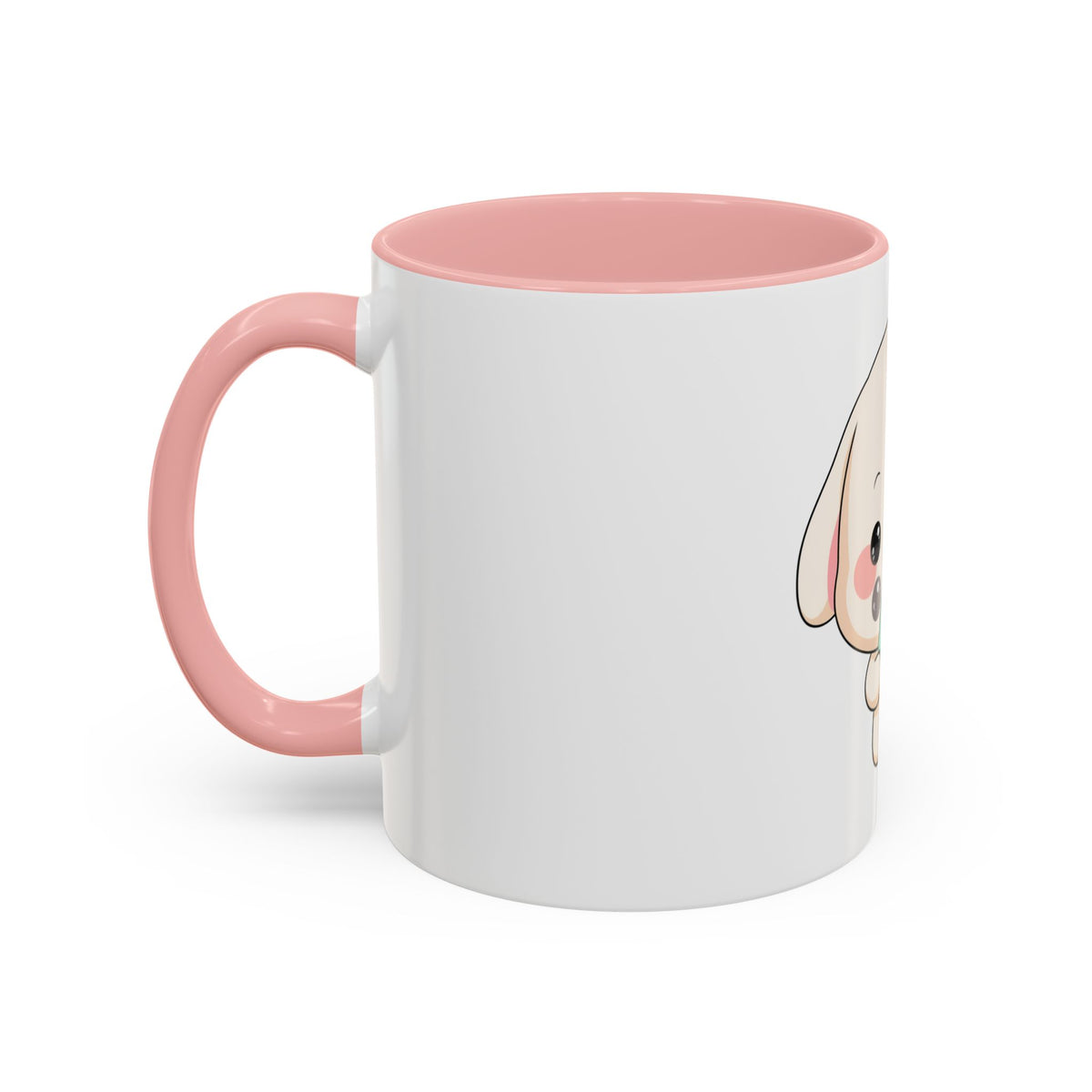 Kawaii Bunny Accent Coffee Mug, Cute Ice Cream Rabbit
