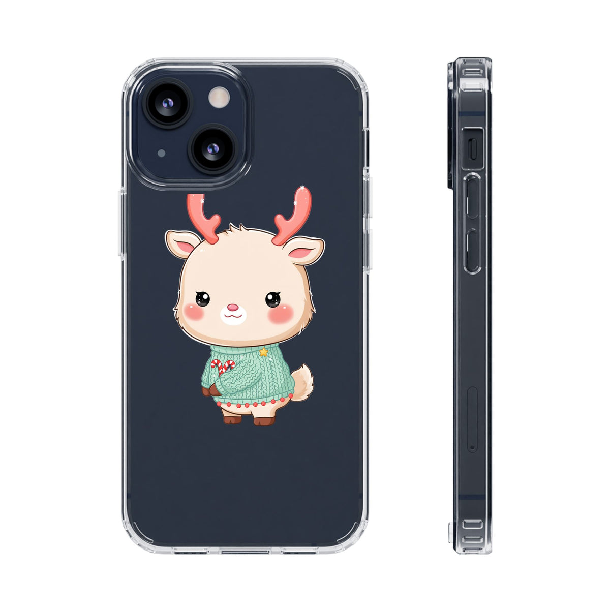 Kawaii Reindeer Clear Impact-Resistant Phone Case