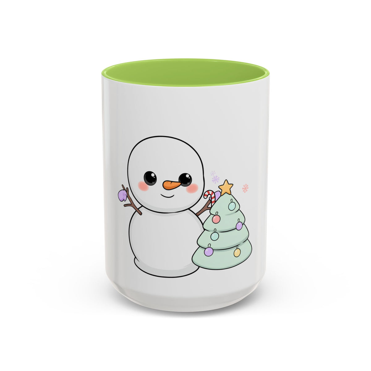Kawaii Snowman Christmas Mug, Accent Coffee Mug