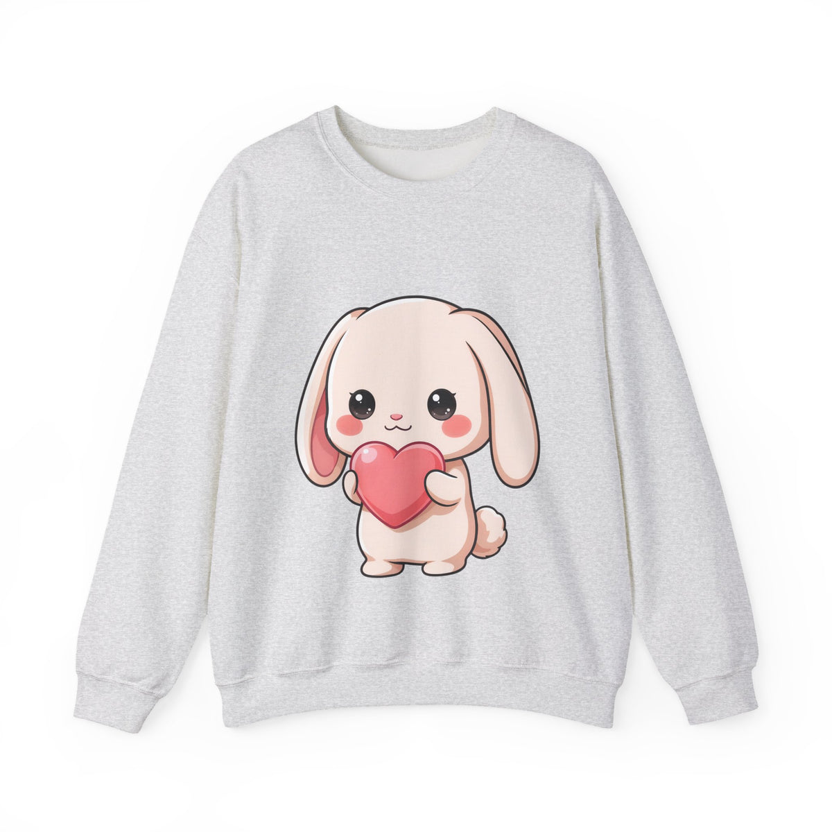 Kawaii Bunny Sweatshirt, Cute Heart Hug Crewneck