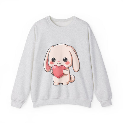 Kawaii Bunny Sweatshirt, Cute Heart Hug Crewneck