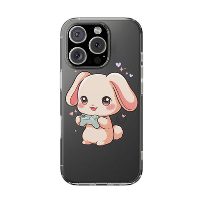 Kawaii Bunny Gamer Clear Impact-Resistant Phone Case