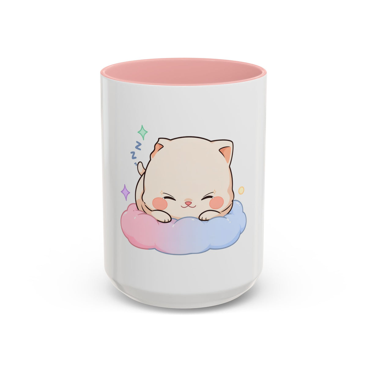 Kawaii Sleeping Cat Accent Coffee Mug