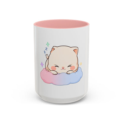 Kawaii Sleeping Cat Accent Coffee Mug