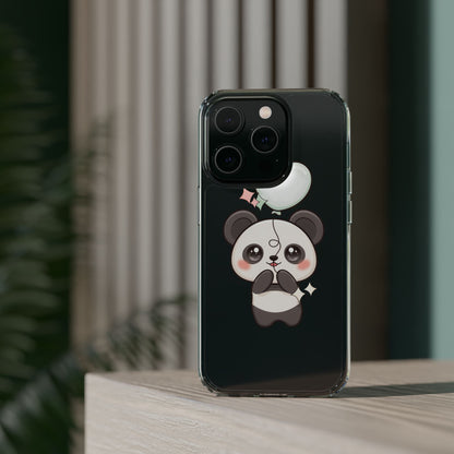 Kawaii Panda Clear Phone Case with Balloon