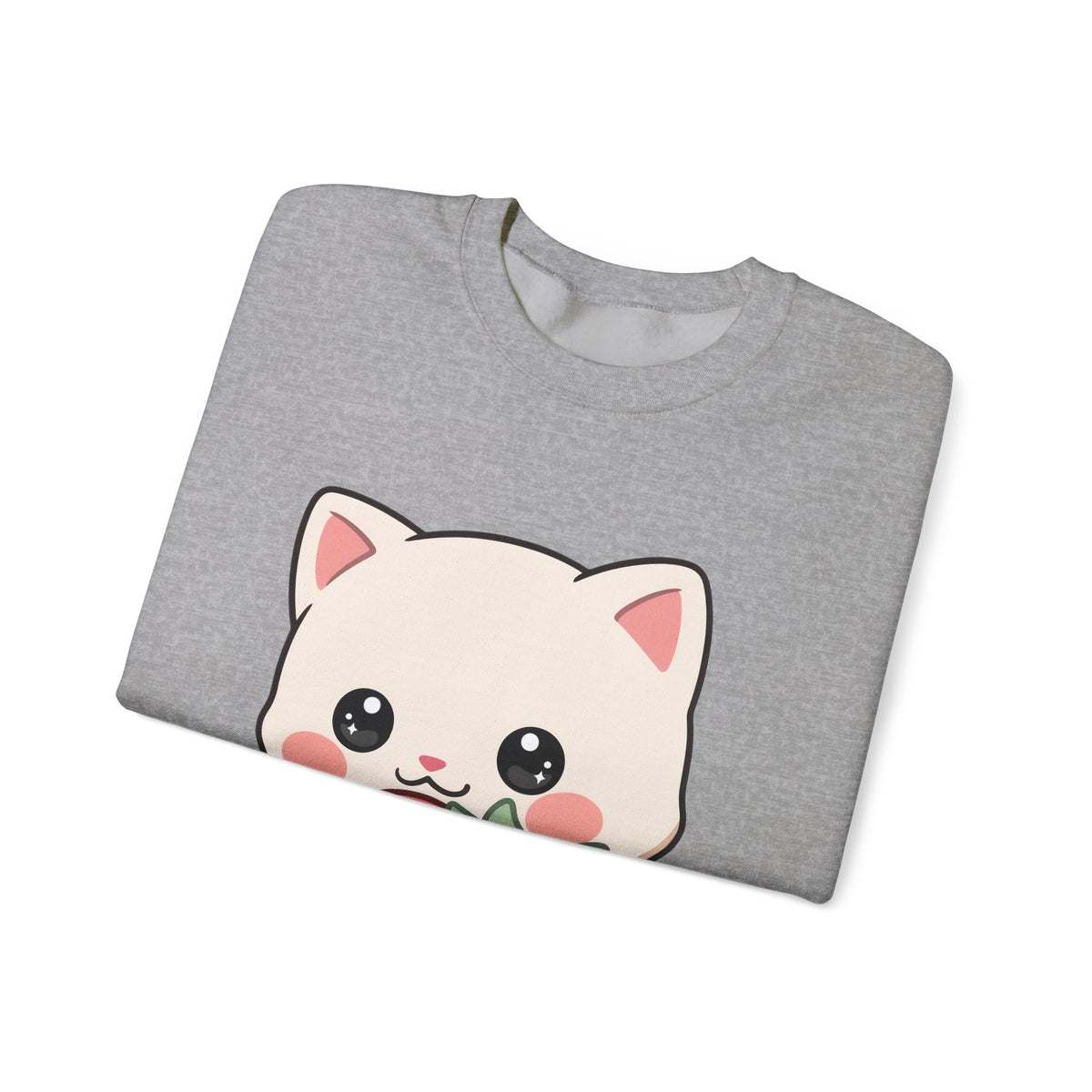 Kawaii Cat Strawberry Sweatshirt, Cute Chibi Crewneck