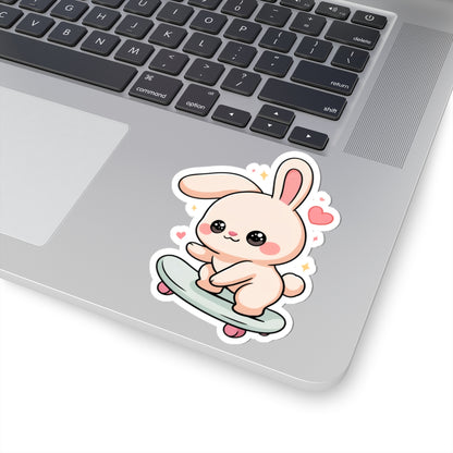 Kawaii Bunny Skateboard Sticker for Laptop and Journal