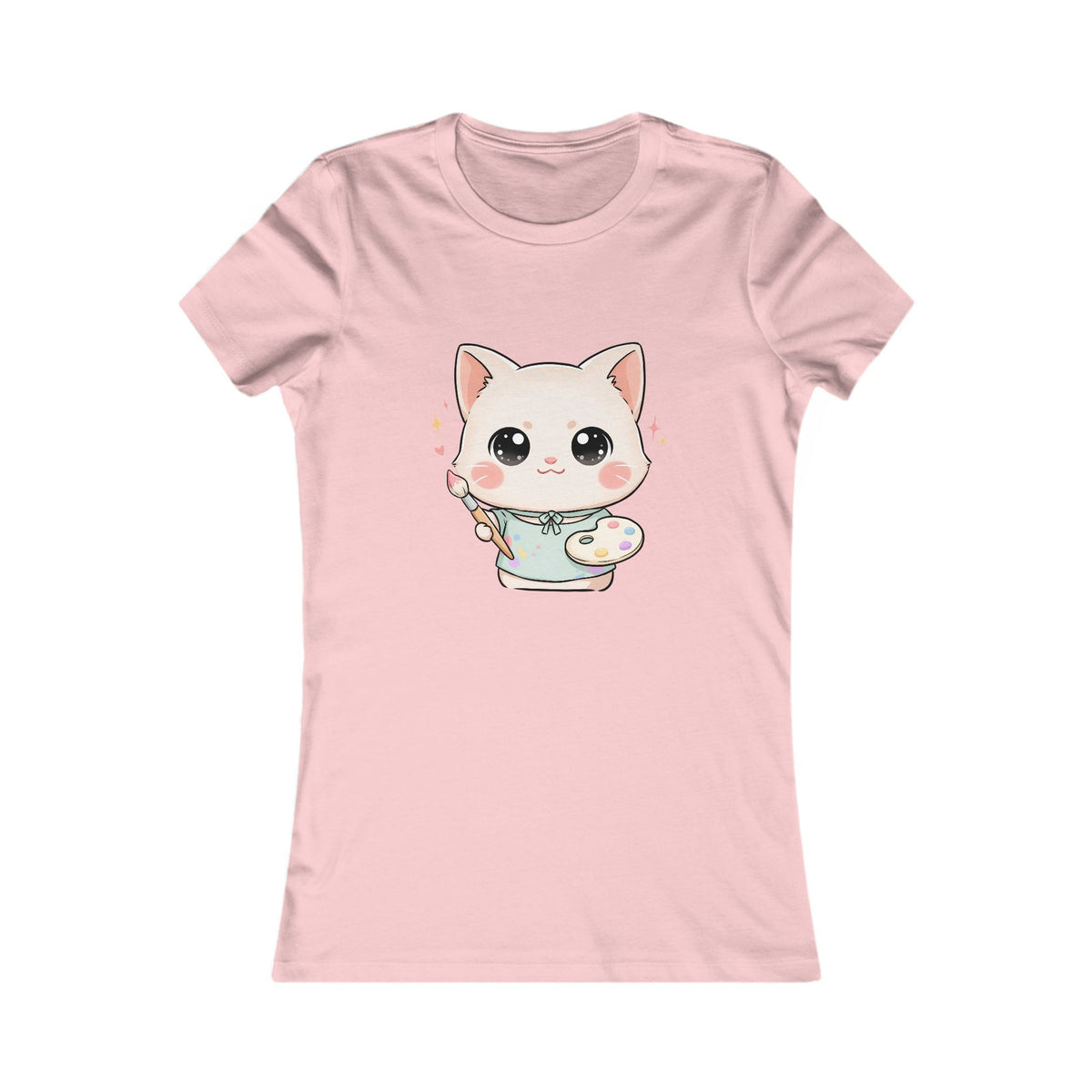 Kawaii Artist Cat T-Shirt for Cat Lovers and Creative Gifts