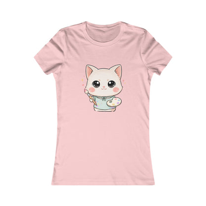 Kawaii Artist Cat T-Shirt for Cat Lovers and Creative Gifts