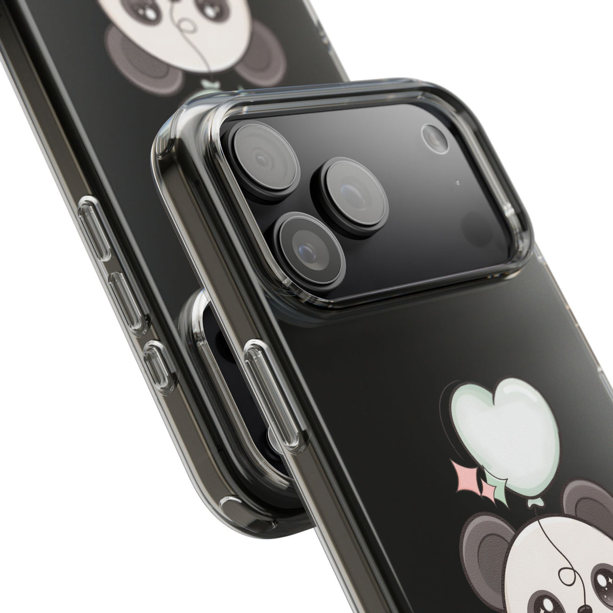 Kawaii Panda Clear Phone Case with Balloon
