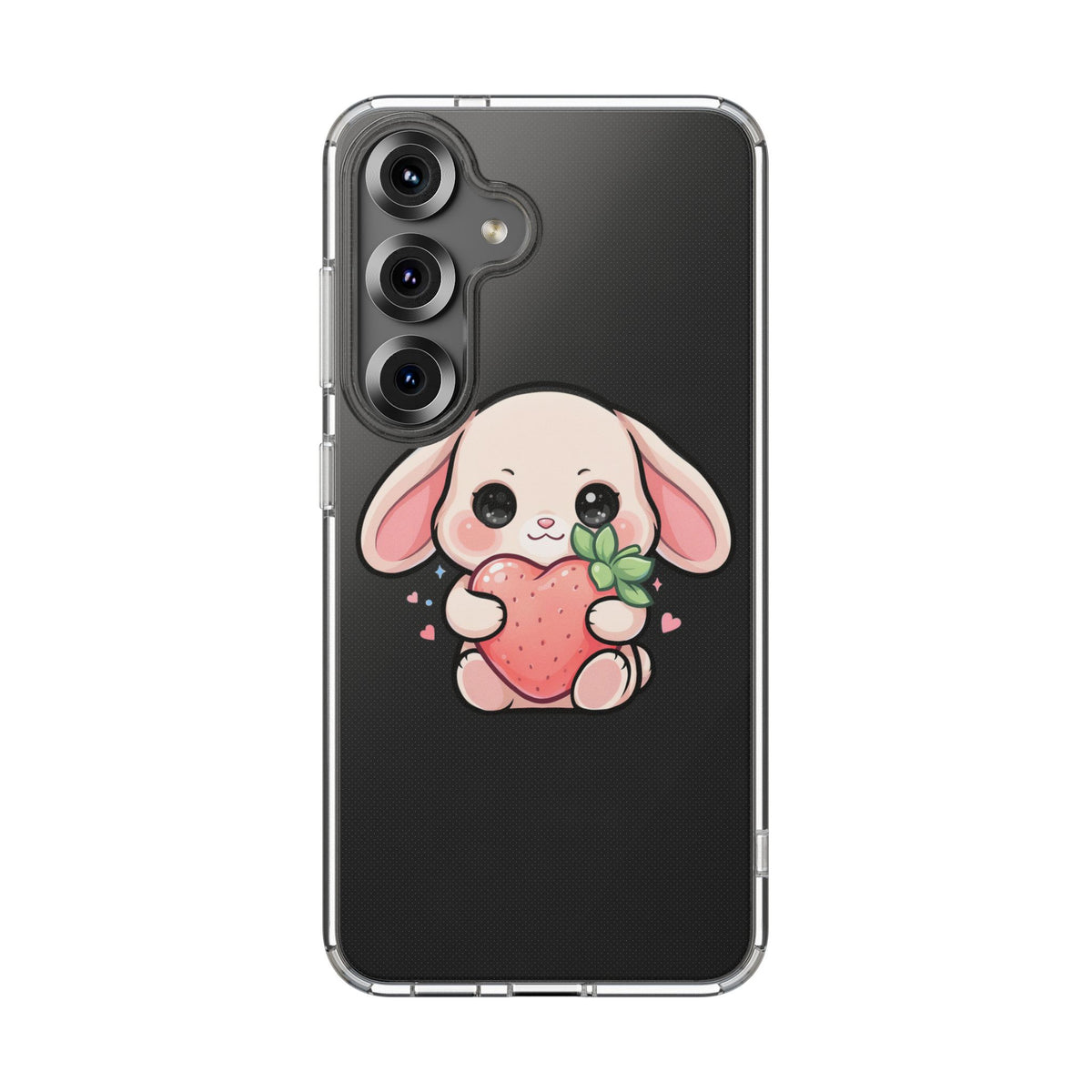 Kawaii Bunny Strawberry Phone Case, Clear Impact-Resistant