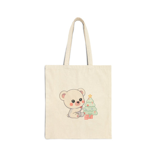 Christmas Polar Bear Tote Bag for Festive Errands