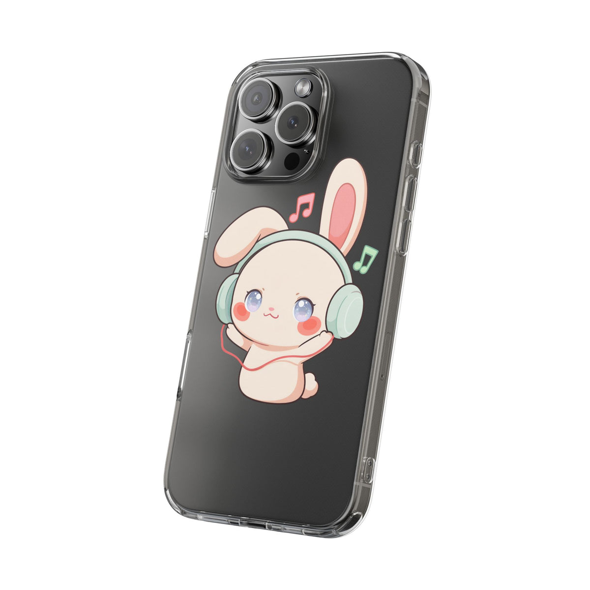 Kawaii Bunny Phone Case, Cute Music Lover Gift