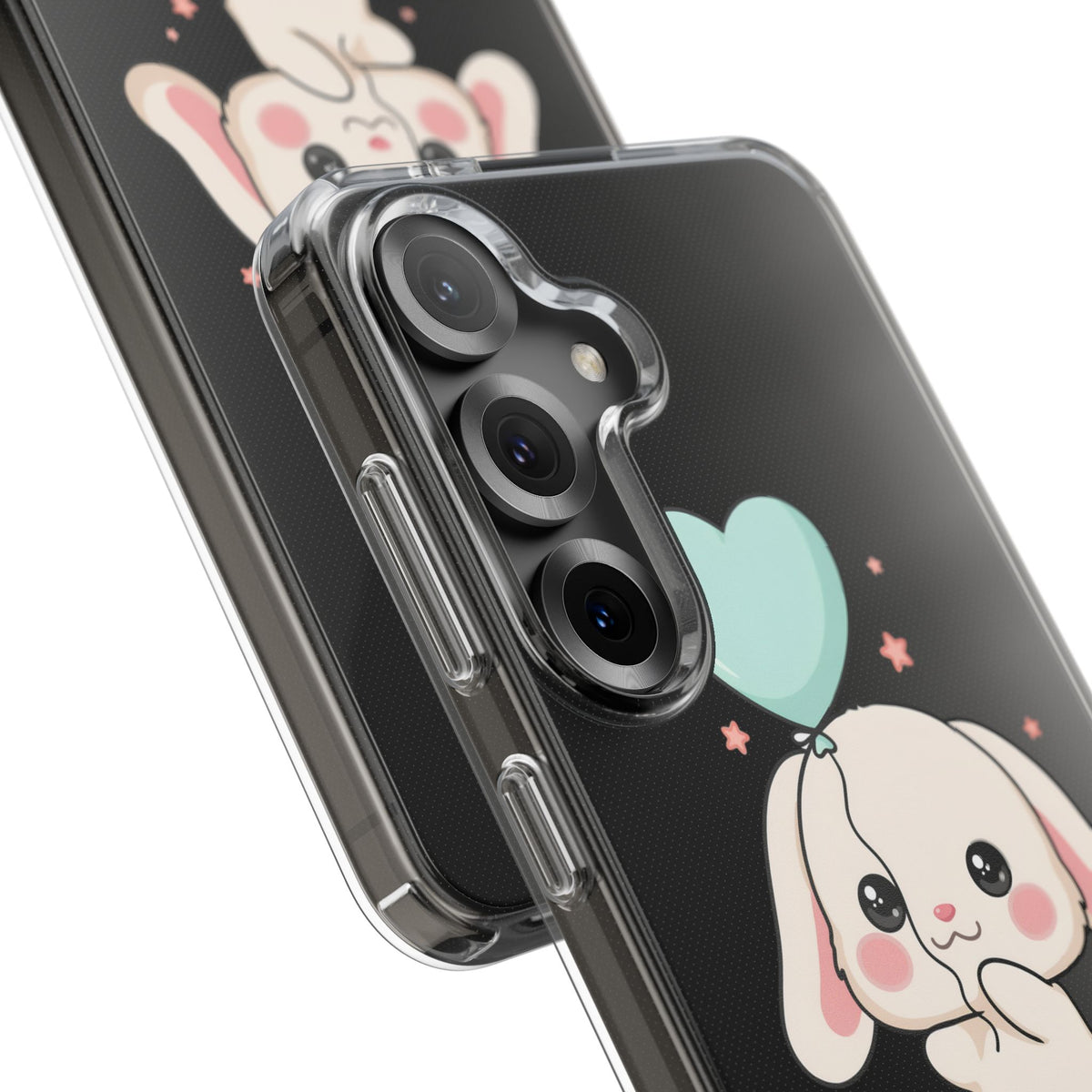 Kawaii Bunny Phone Case with Balloon, Clear Impact-Resistant