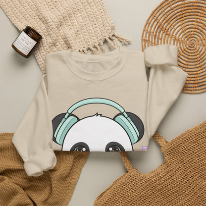 Kawaii Panda Music Sweatshirt, Cute Headphone Panda Crewneck