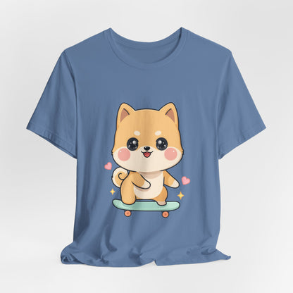 Kawaii Shiba Inu Skateboarder Tee for Dog Lovers