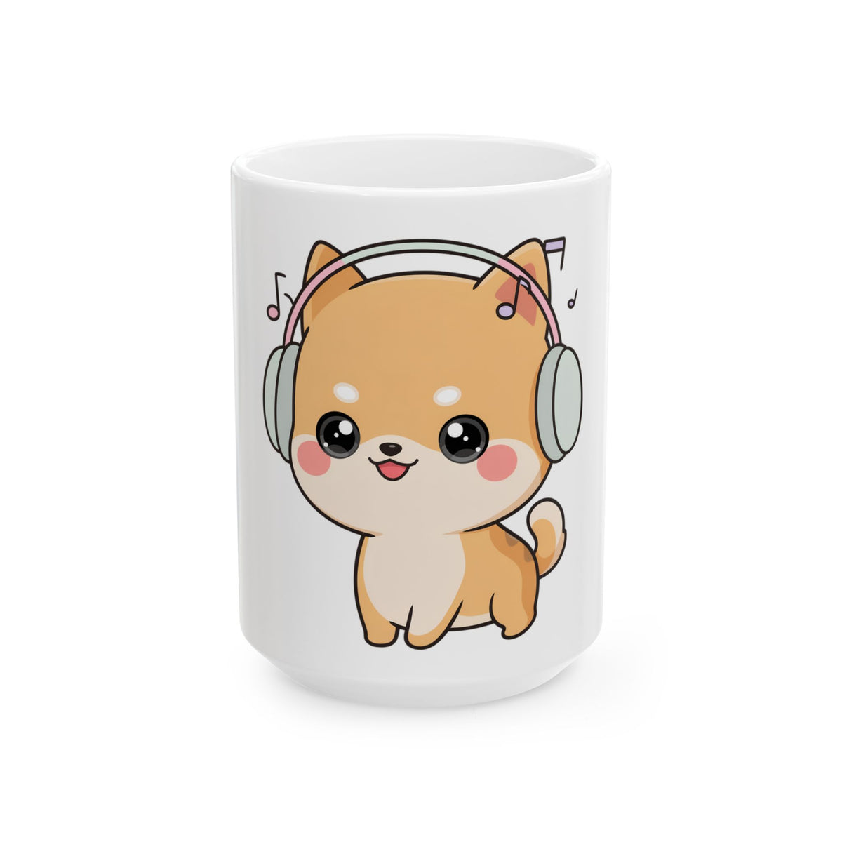 Kawaii Shiba Inu Mug for Dog Lovers and Music Fans