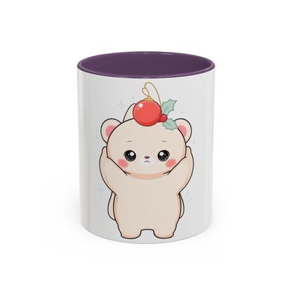Christmas Polar Bear Mug, Cute Holiday Accent Coffee Mug