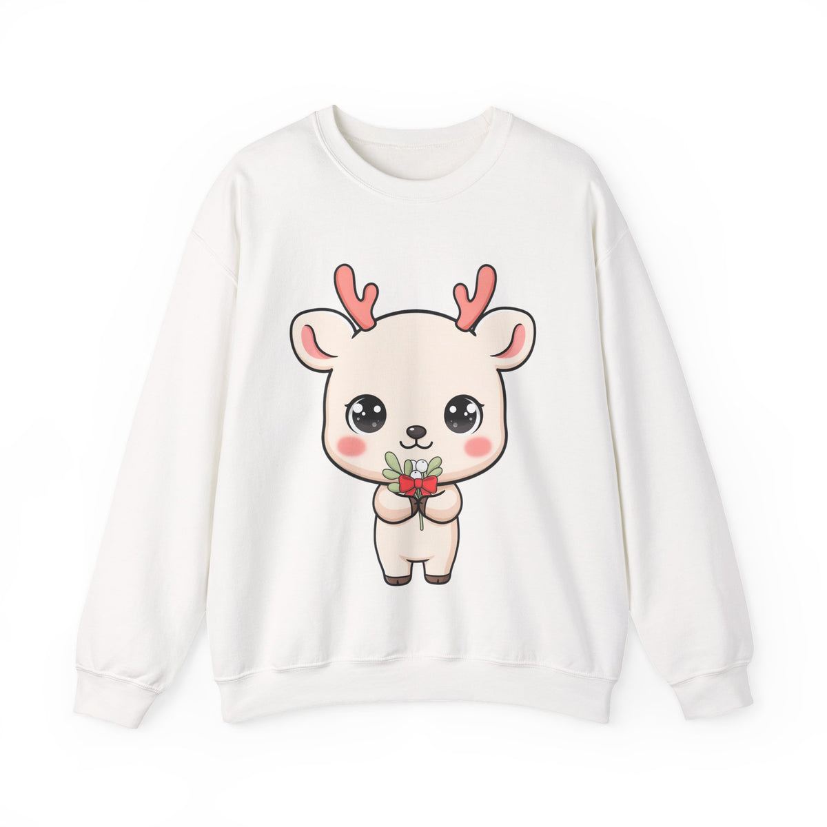Kawaii Reindeer Sweatshirt, Cute Christmas Crewneck