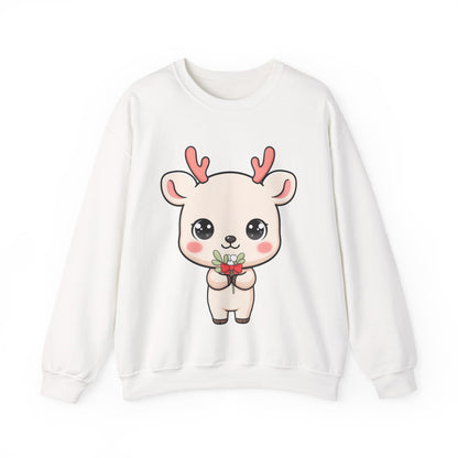 Kawaii Reindeer Sweatshirt, Cute Christmas Crewneck