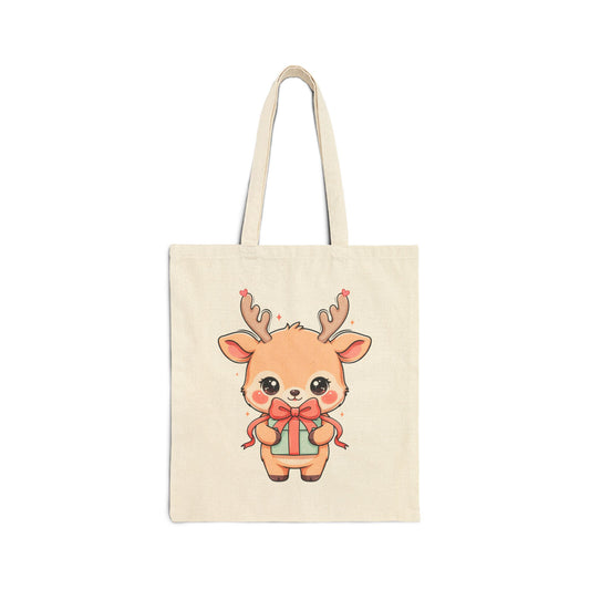 Kawaii Reindeer Christmas Tote Bag with Gift