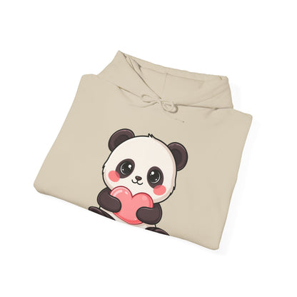 Kawaii Panda Hoodie, Cute Heart Hug Unisex Sweatshirt