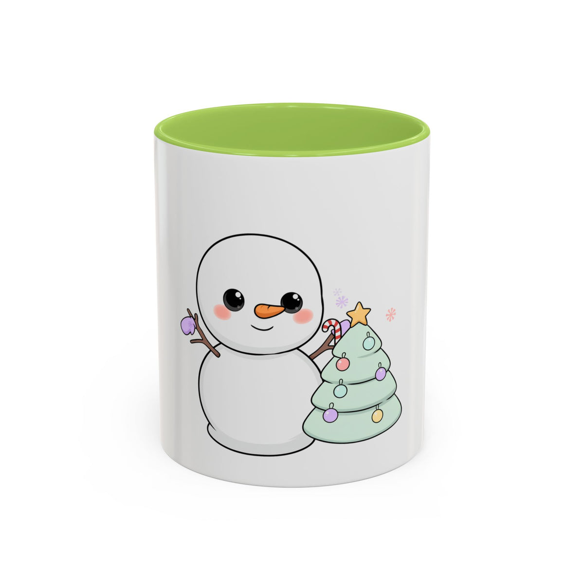 Kawaii Snowman Christmas Mug, Accent Coffee Mug