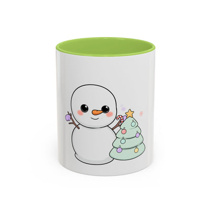 Kawaii Snowman Christmas Mug, Accent Coffee Mug
