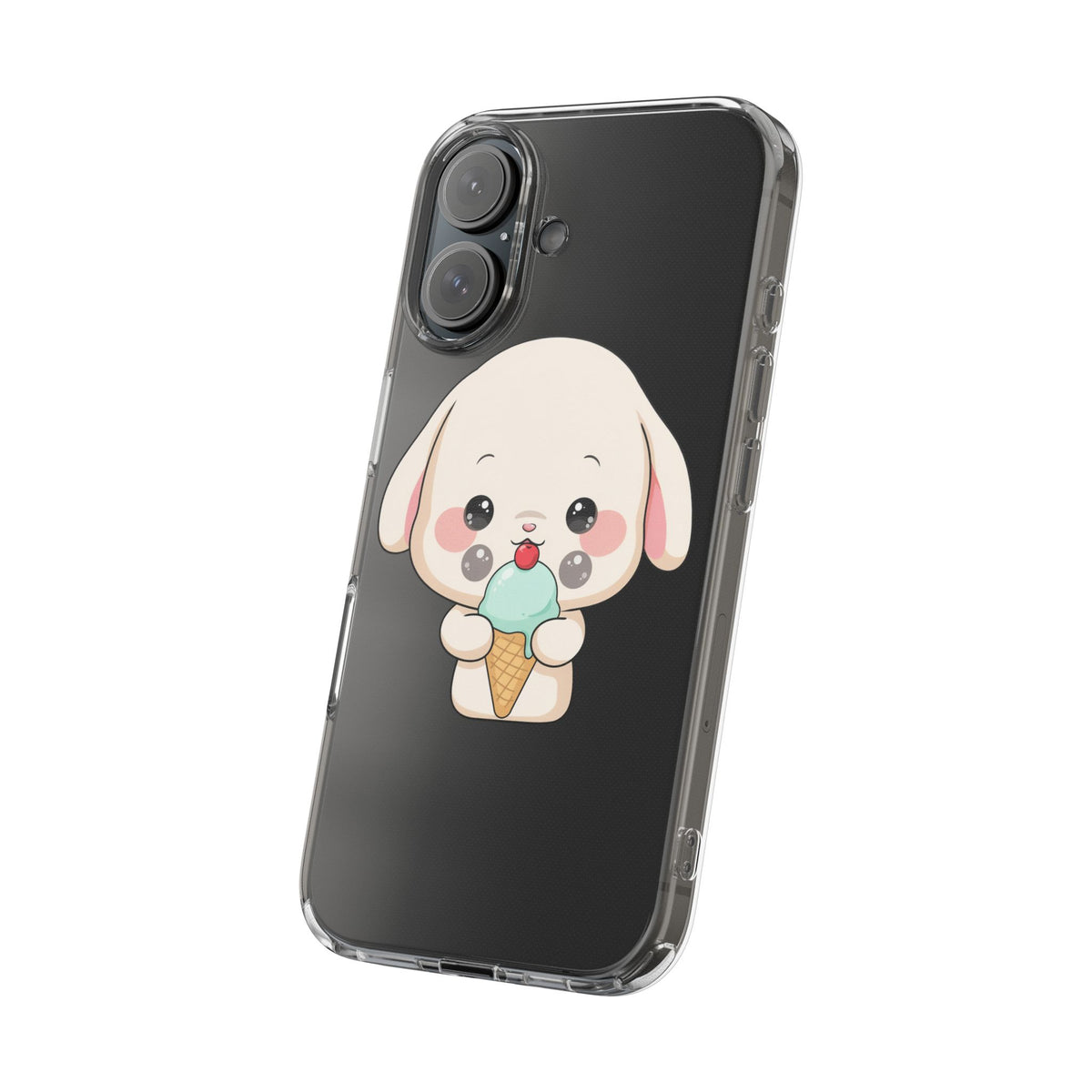 Kawaii Bunny Phone Case, Ice Cream Cutie Clear Case