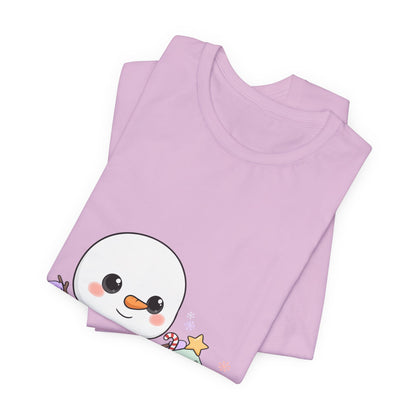 Kawaii Snowman Christmas T-Shirt for Festive Outfits