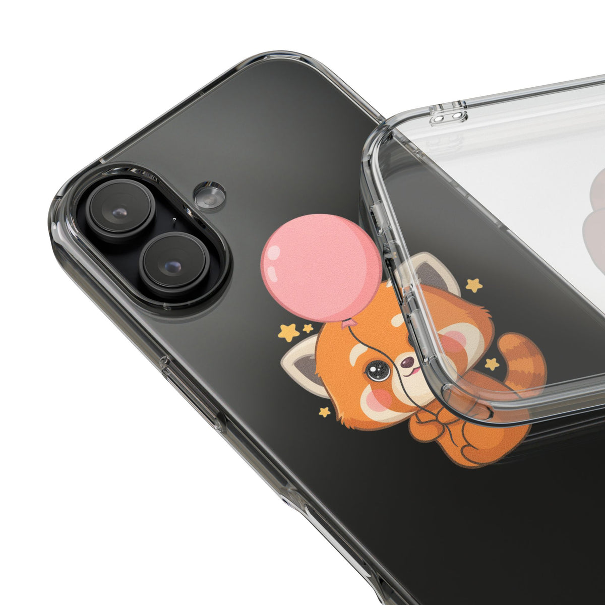 Kawaii Red Panda Clear Impact-Resistant Case with Balloon