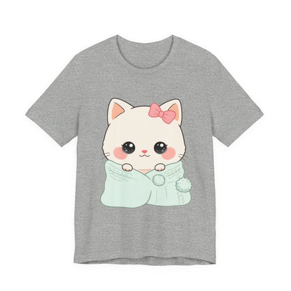Kawaii Cat T-Shirt, Cozy Blanket Kitty for Cat Lovers