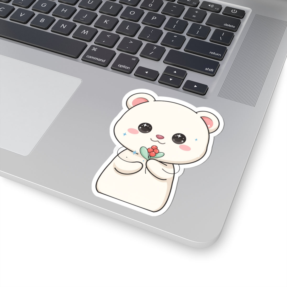 Kawaii Christmas Polar Bear Sticker with Mistletoe