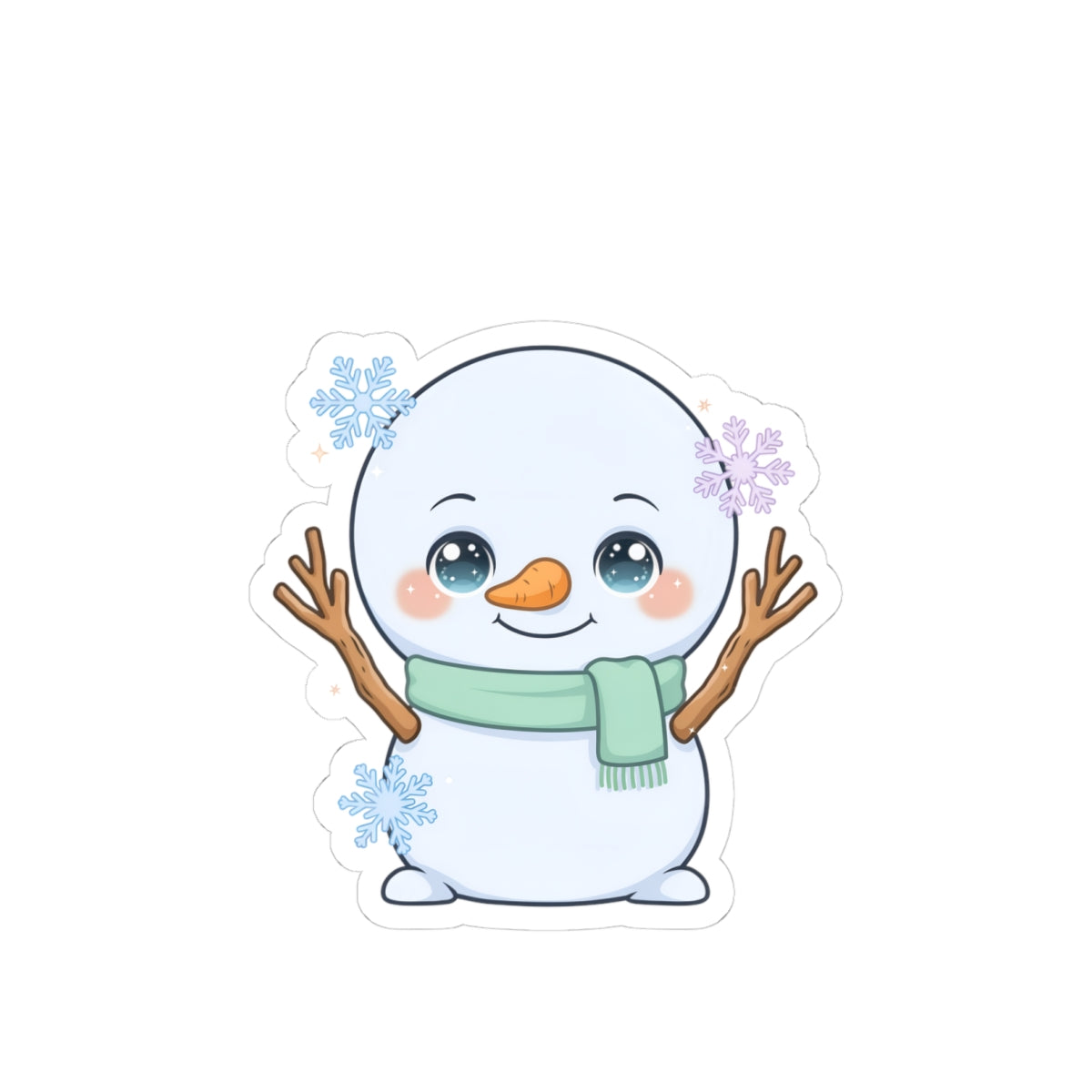 Kawaii Snowman Kiss-Cut Sticker for Winter Cheer