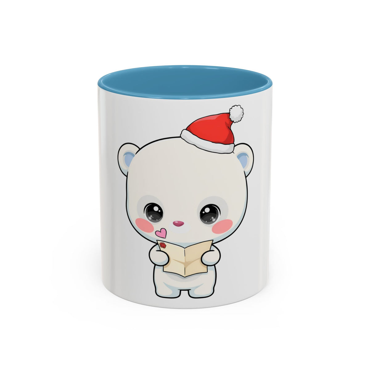 Kawaii Polar Bear Christmas Mug – Santa Letter Accent Mug