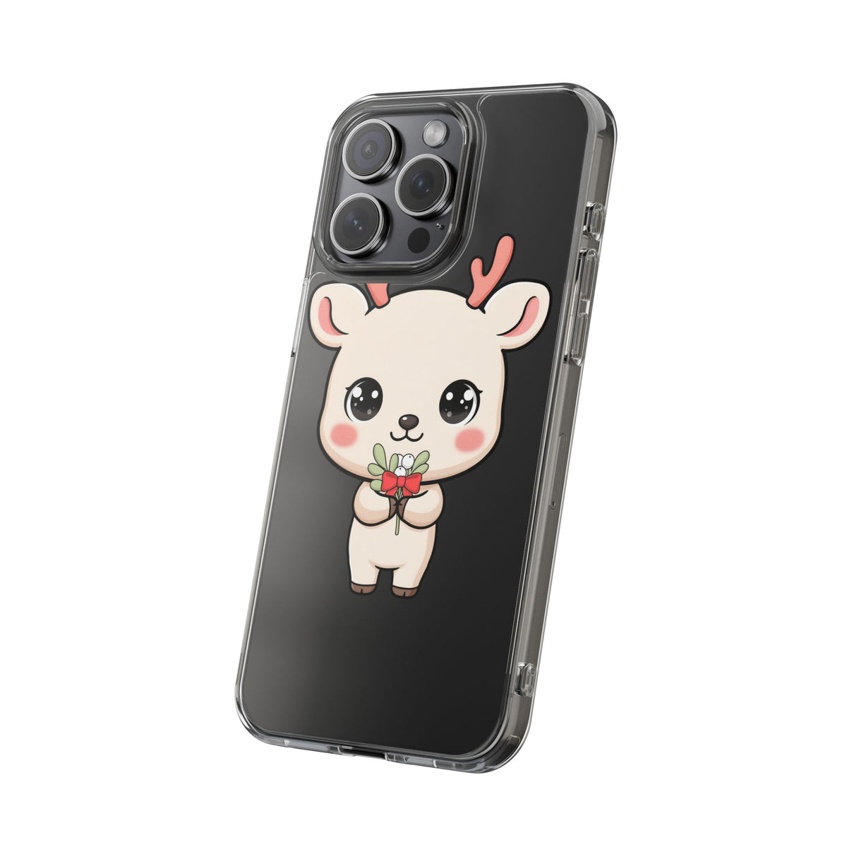 Kawaii Christmas Reindeer Clear Phone Case Gift