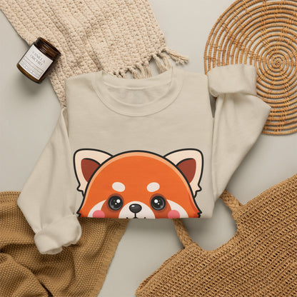 Kawaii Red Panda Sweatshirt, Cute Strawberry Hug Crewneck