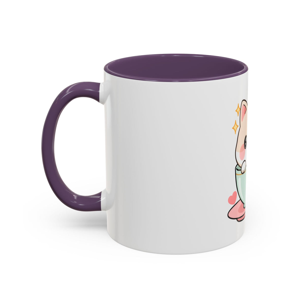 Kawaii Cat Coffee Mug, Cute Cat in Teacup Accent Mug