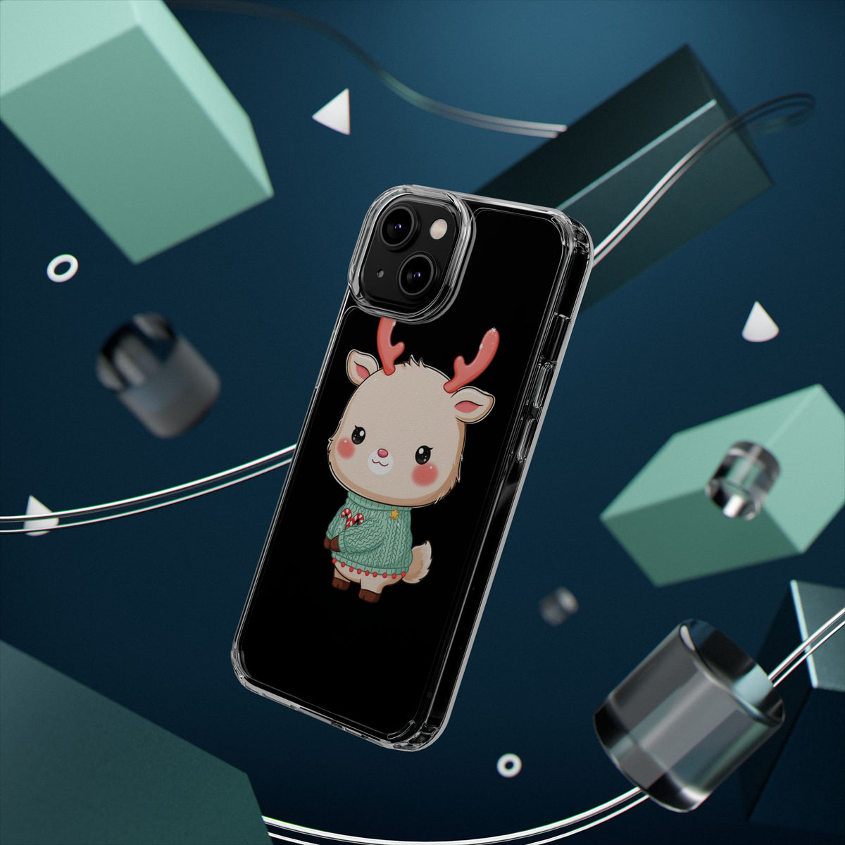 Kawaii Reindeer Clear Impact-Resistant Phone Case