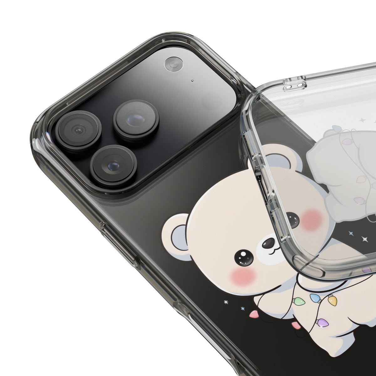 Kawaii Polar Bear Phone Case with Fairy Lights