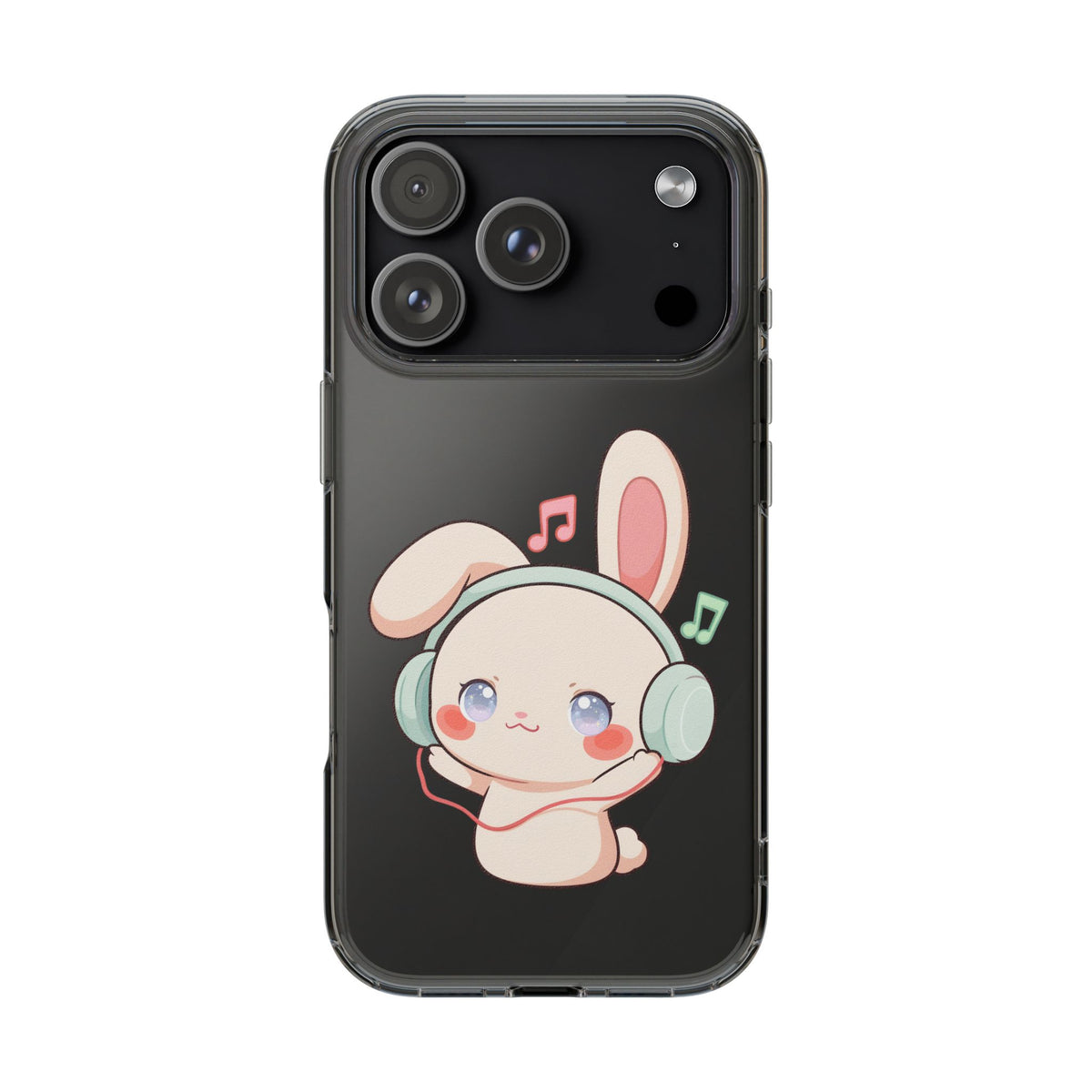 Kawaii Bunny Phone Case, Cute Music Lover Gift